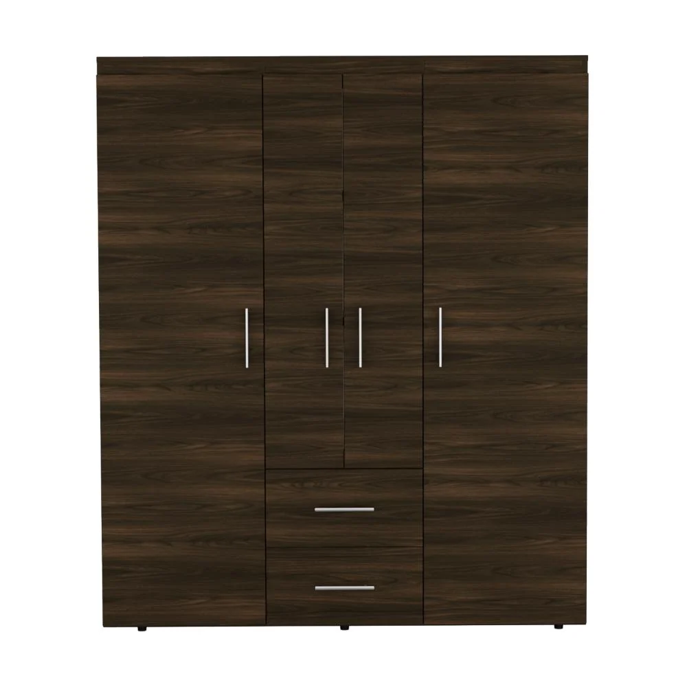 Closet Bariloche Bombay Eco, Nogal Europeo, con Variedad de Entrepaños y Cuatro Puertas Abatibles RTA Design