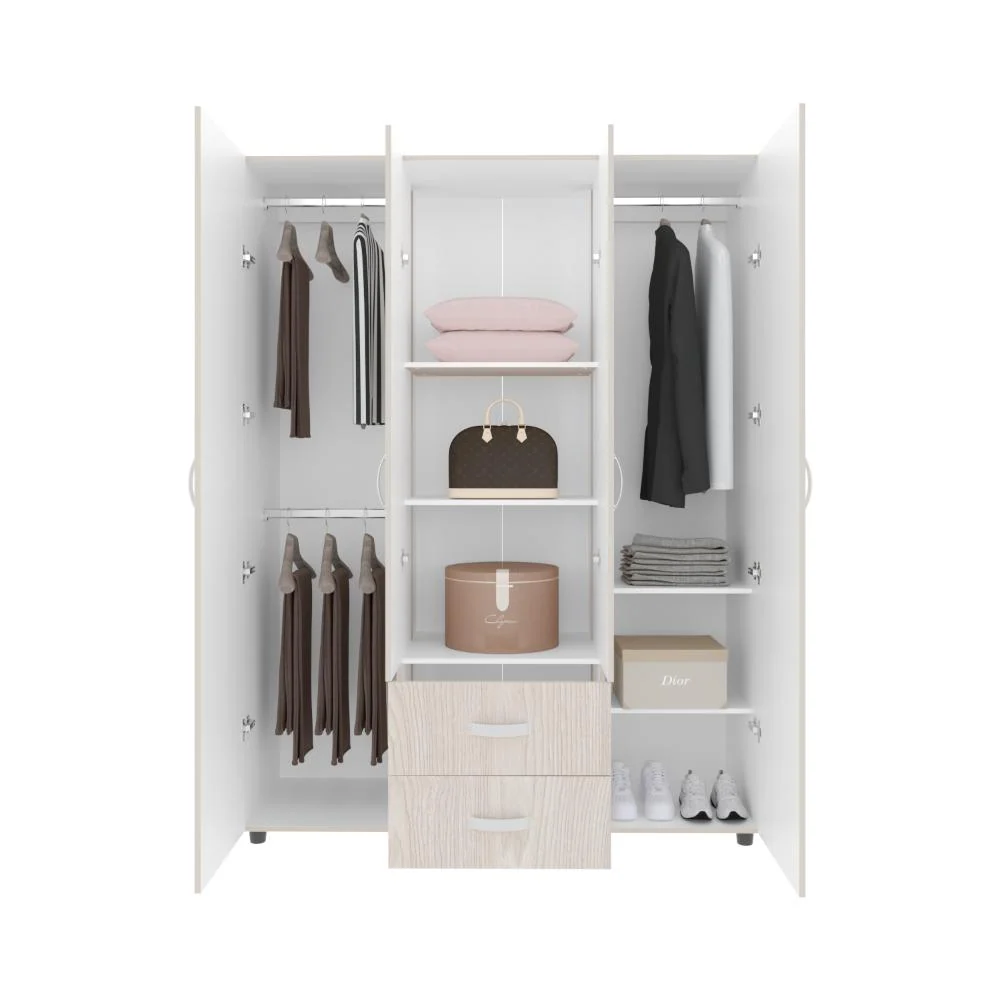 Closet Barin 150, Nevado y Blanco, con dos cajones organizadores multiusos RTA Design