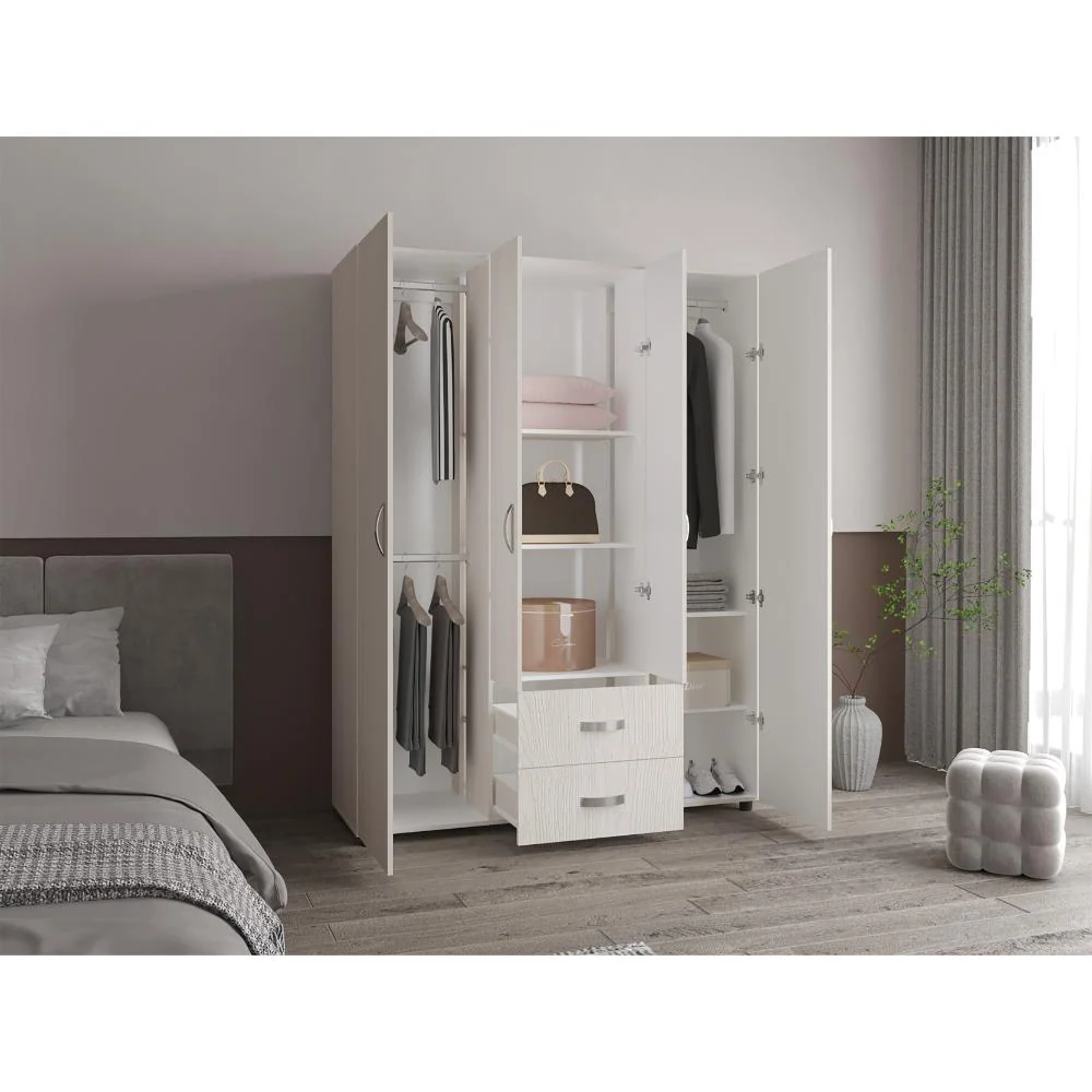 Closet Barin 150, Nevado y Blanco, con dos cajones organizadores multiusos RTA Design