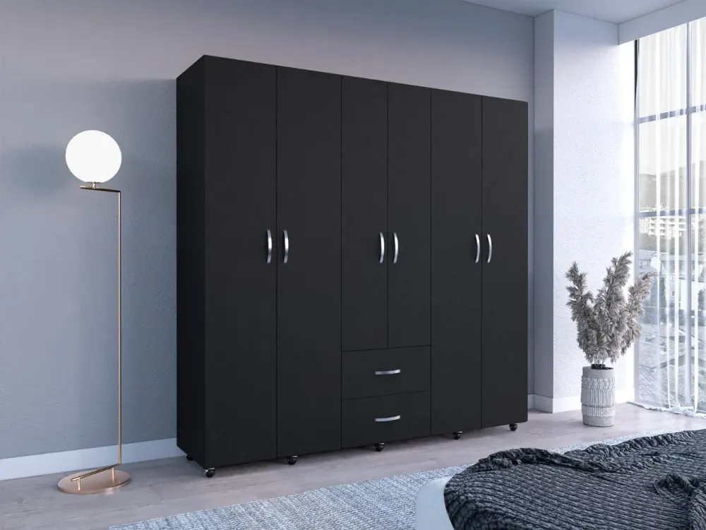 Closet Barin 200x200, Wengue, Con Cuatro Puertas Abatibles RTA Design