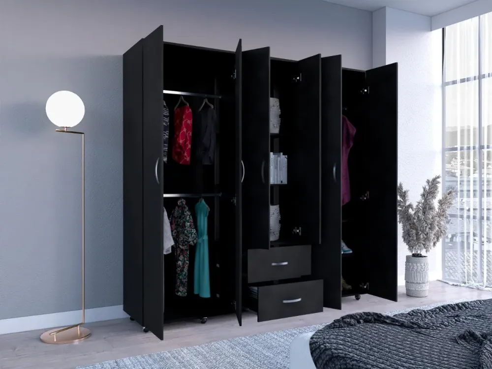 Closet Barin 200x200, Wengue, Con Cuatro Puertas Abatibles RTA Design