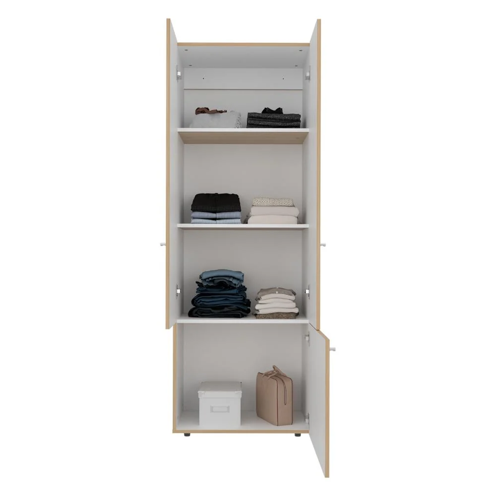 Closet Beico II, Fresno y Blanco Duqueza, Con Tres Puertas Abatibles y Cuatro Entrepaños RTA Design