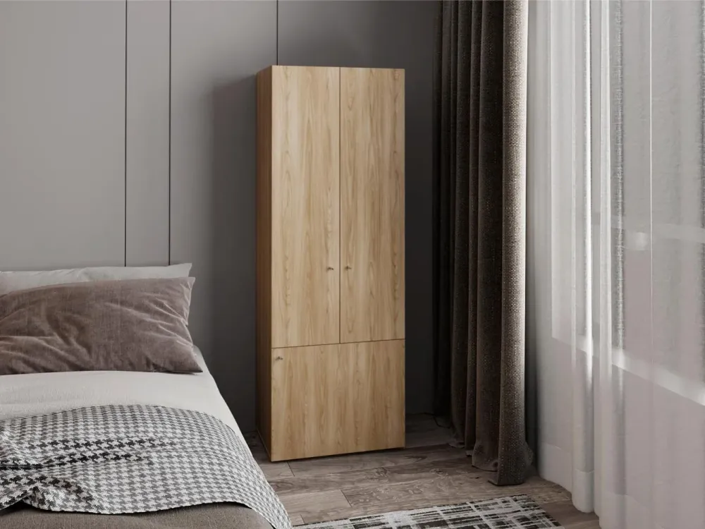 Closet Beico II, Fresno y Blanco Duqueza, Con Tres Puertas Abatibles y Cuatro Entrepaños RTA Design