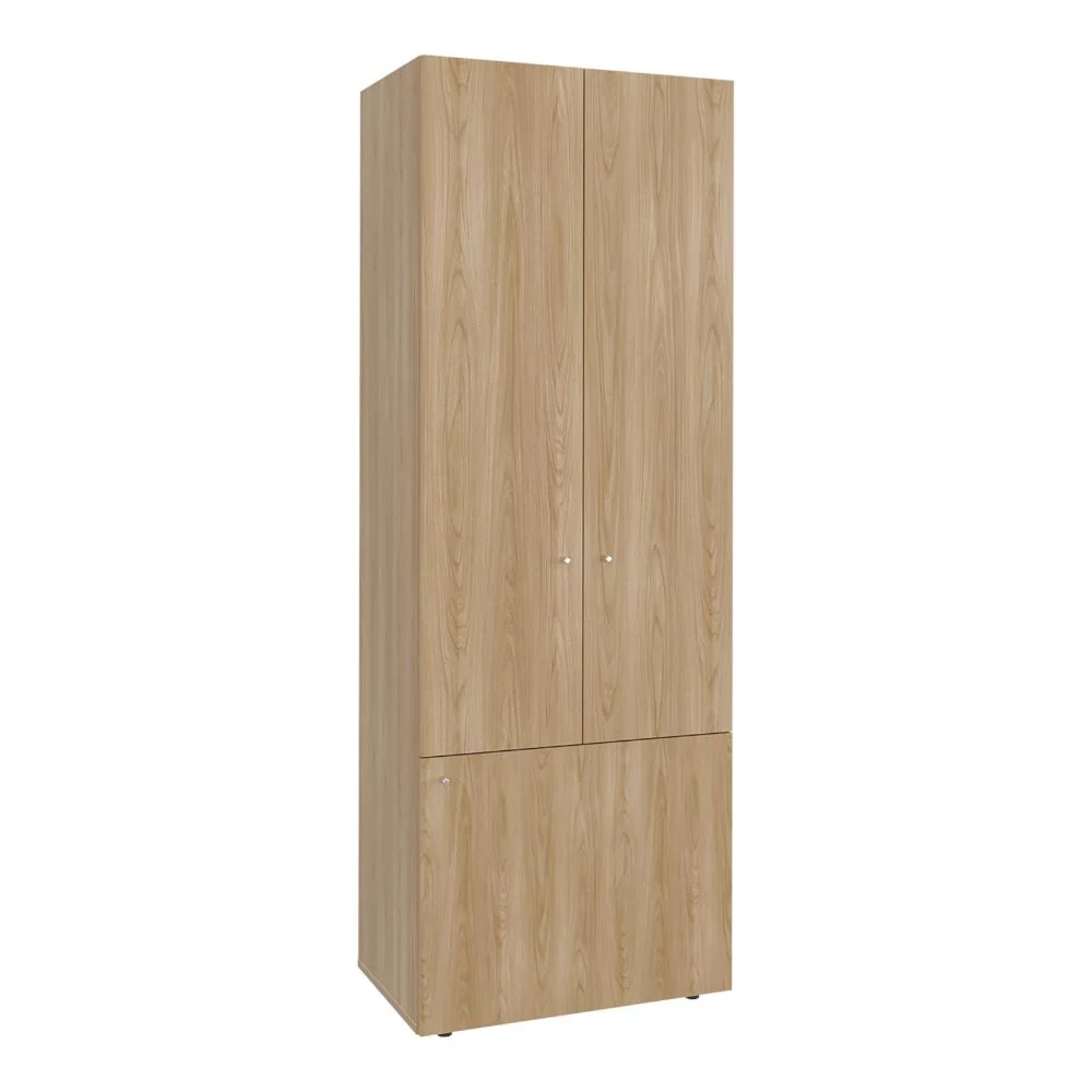 Closet Beico II, Fresno y Blanco Duqueza, Con Tres Puertas Abatibles y Cuatro Entrepaños RTA Design