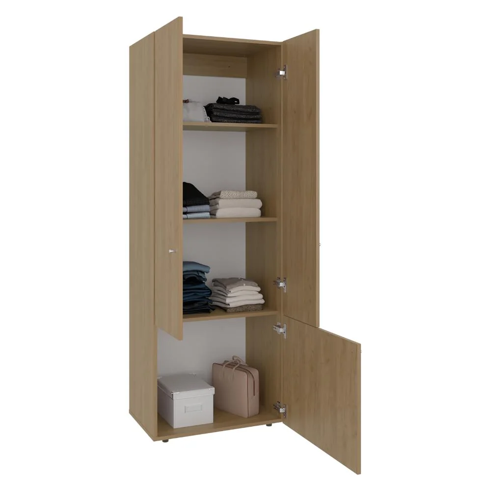 Closet Beico II, Fresno Europeo y Blanco Duqueza, Con Tres Puertas Abatibles y Cuatro Entrepaños ZF RTA Design