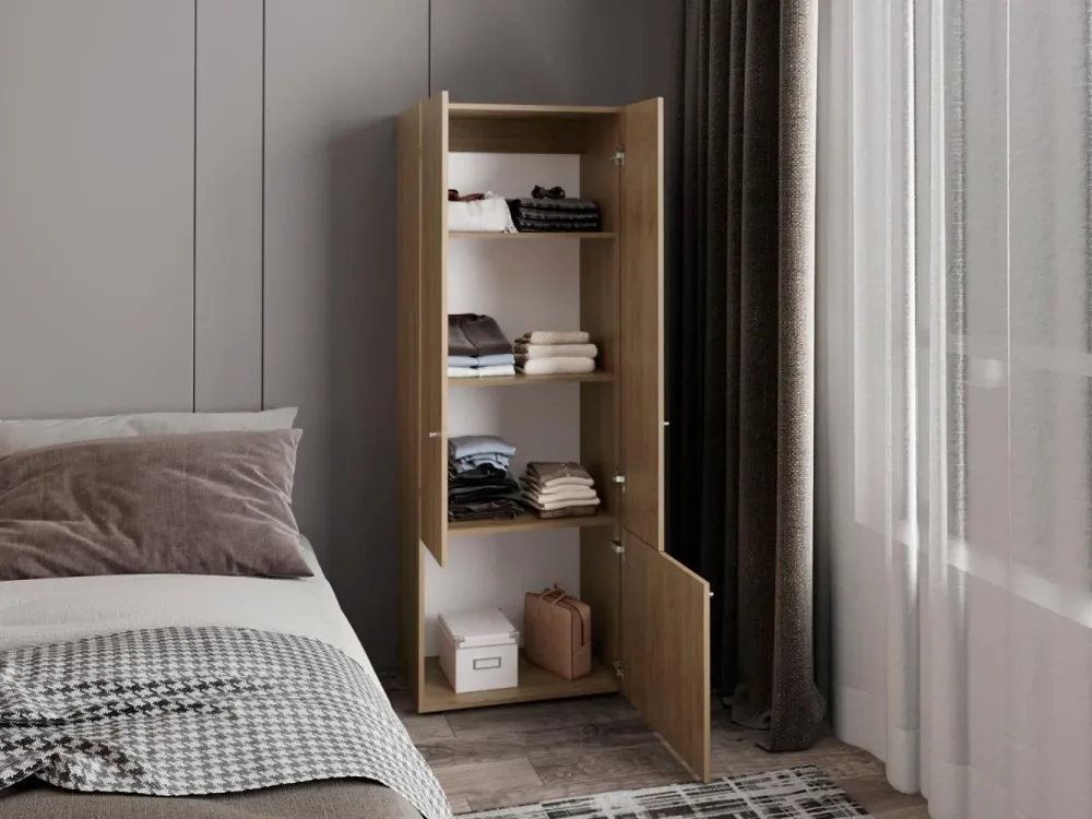 Closet Beico II, Fresno Europeo y Blanco Duqueza, Con Tres Puertas Abatibles y Cuatro Entrepaños ZF RTA Design