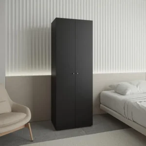 Closet Beico, Wengue, con dos Puertas Abatibles y un Tubo cromado RTA Design