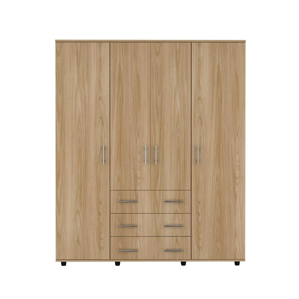 Closet Fontana, Fresno Europeo, con Cuatro Tubos Para Colgar Ropa y Zapatero En La Parte Inferior RTA Design