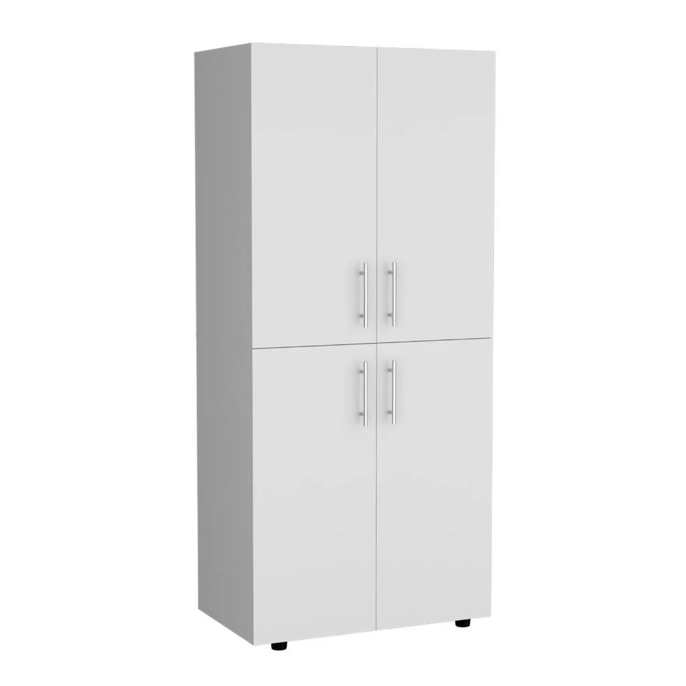 Closet Hancel, Blanco Duqueza, Cuatro Puertas Abatibles y Dos Tubos Cromados ZF RTA Design
