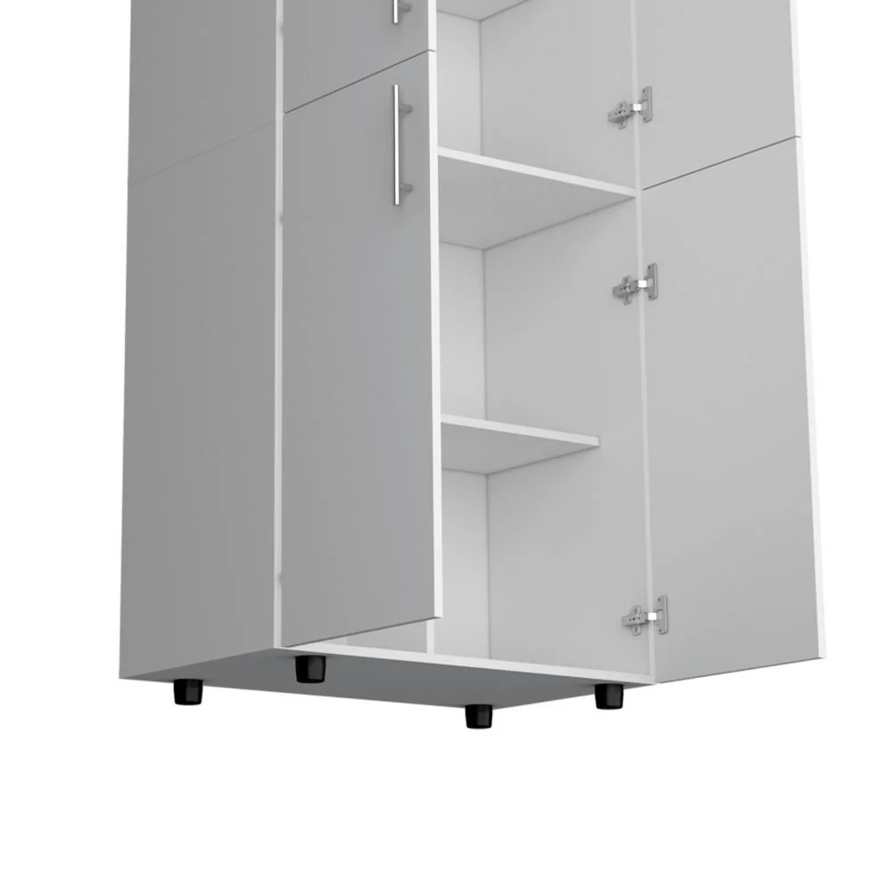 Closet Hancel, Blanco Duqueza, Cuatro Puertas Abatibles y Dos Tubos Cromados ZF RTA Design