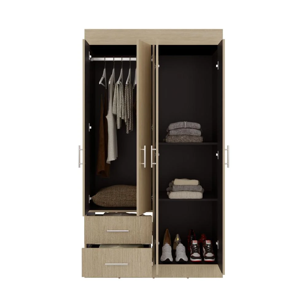 Closet Houston, Cartagena y Wengue , Con cuatro puertas batientes y dos cajones con amplio espacio de almacenamiento RTA D...