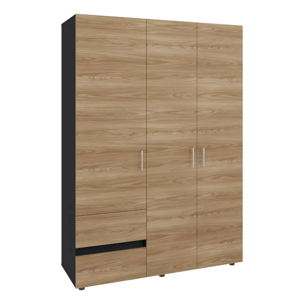 Closet Light 140, Fresno Europeo y Wengue, con tres puertas abatibles RTA Design