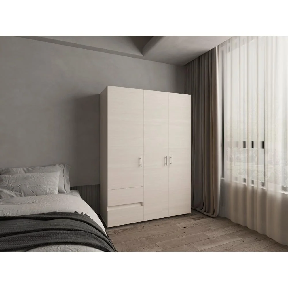 Closet Light 140, Nevado y Blanco, con Tres Puertas Abatibles RTA Design