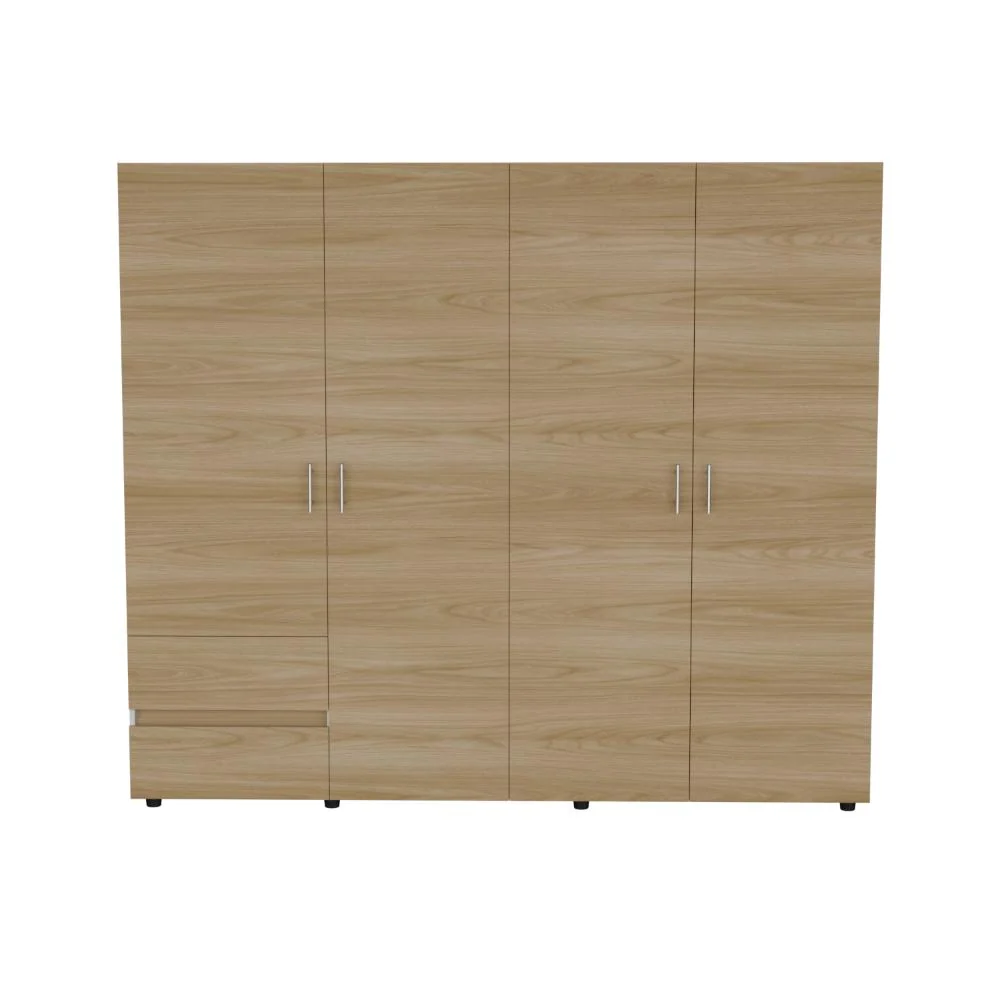 Closet Light 230, Blanco Duqueza y Fresno Europeo, con dos cajones y cuatro puertas RTA Design