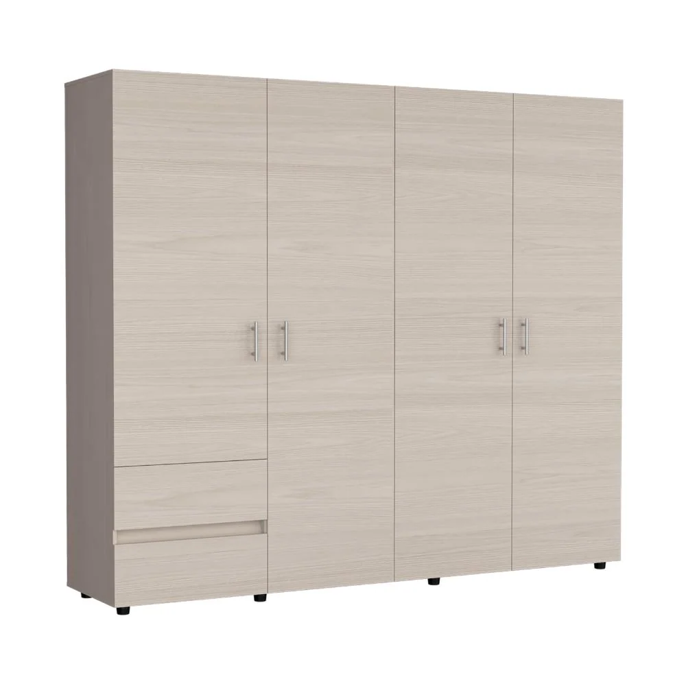 Closet Light 230, Niebla y Blanco Duqueza, con dos cajones y cuatro puertas RTA Design