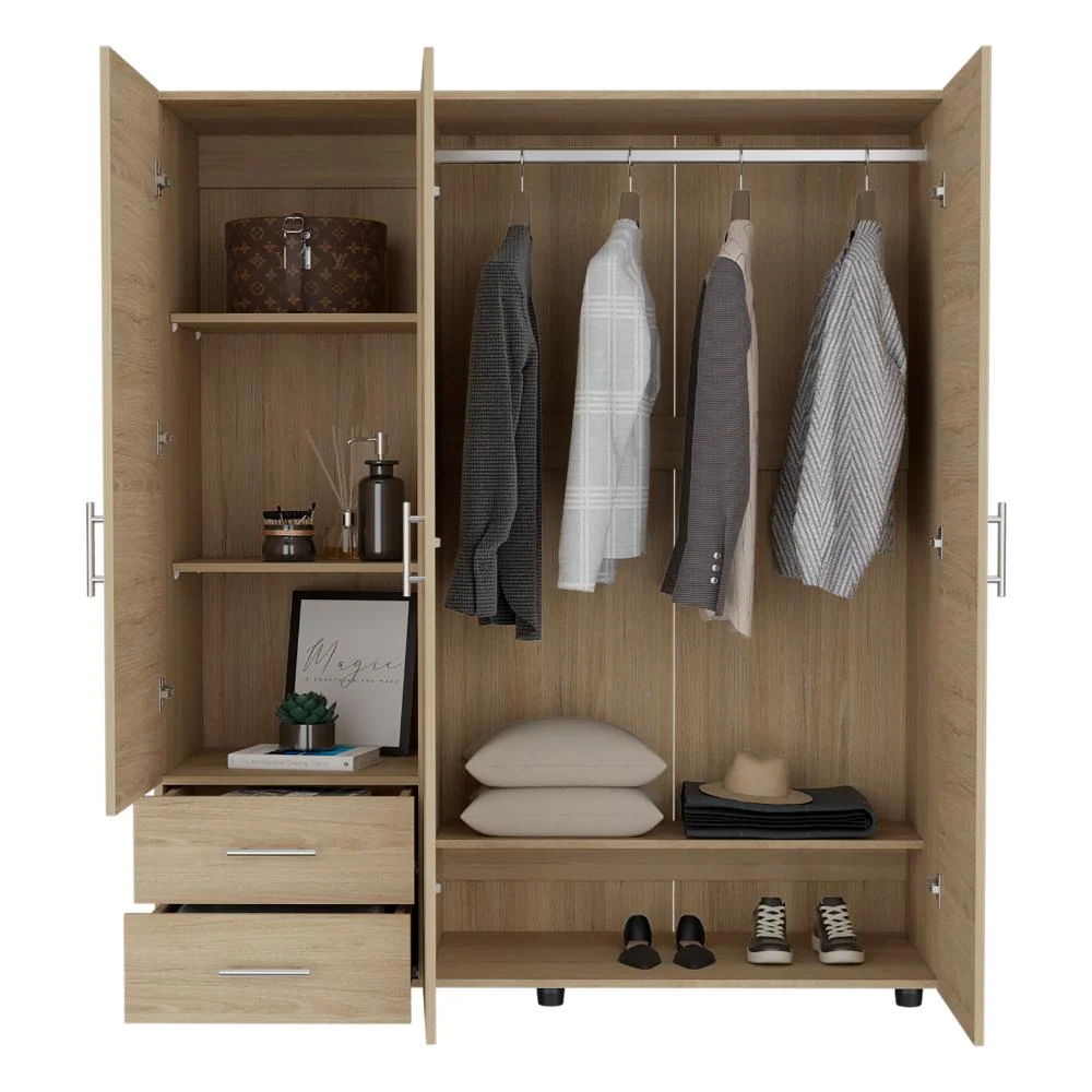 Closet Light, Beige, con Dos Cajones y Tres Puertas Batientes RTA Design