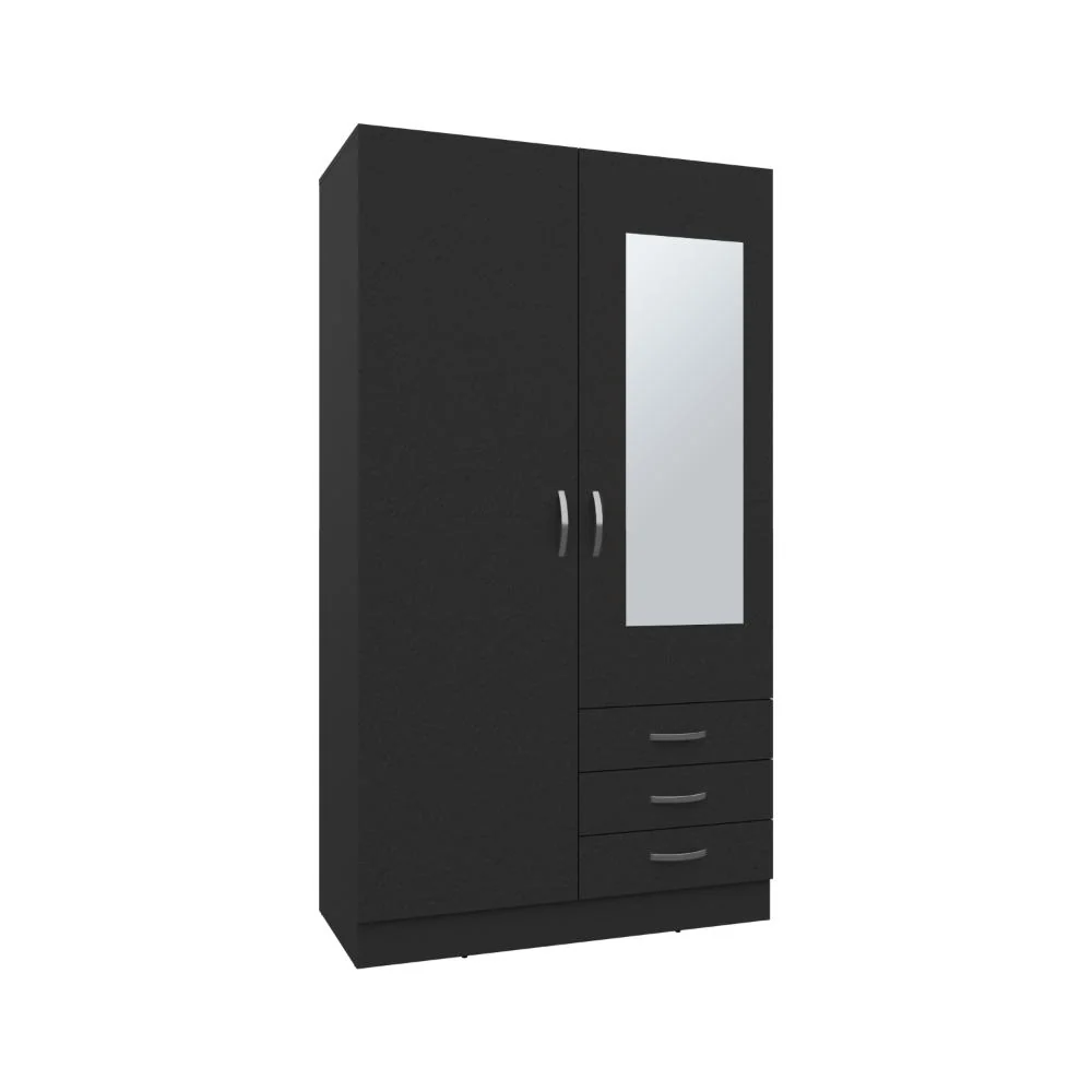 Closet Samka, Wengue, Con Dos Puertas Abatibles y Tres Cajones RTA Design