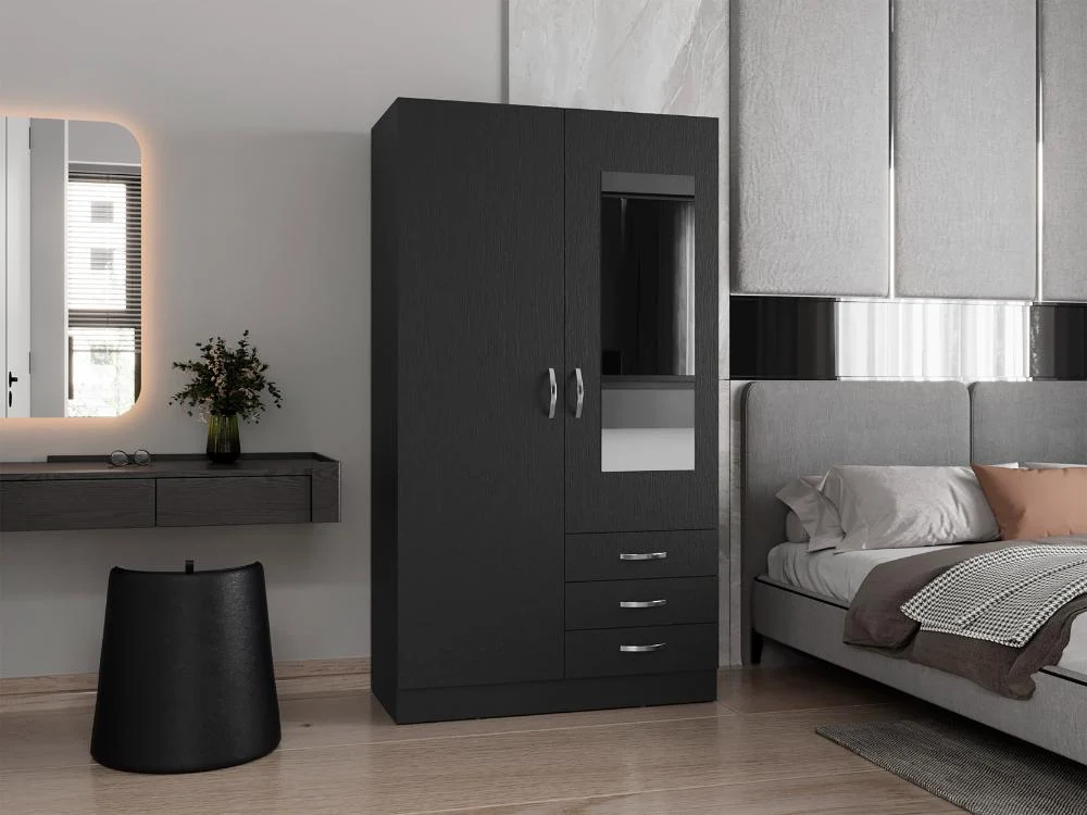 Closet Samka, Wengue, Con Dos Puertas Abatibles y Tres Cajones RTA Design