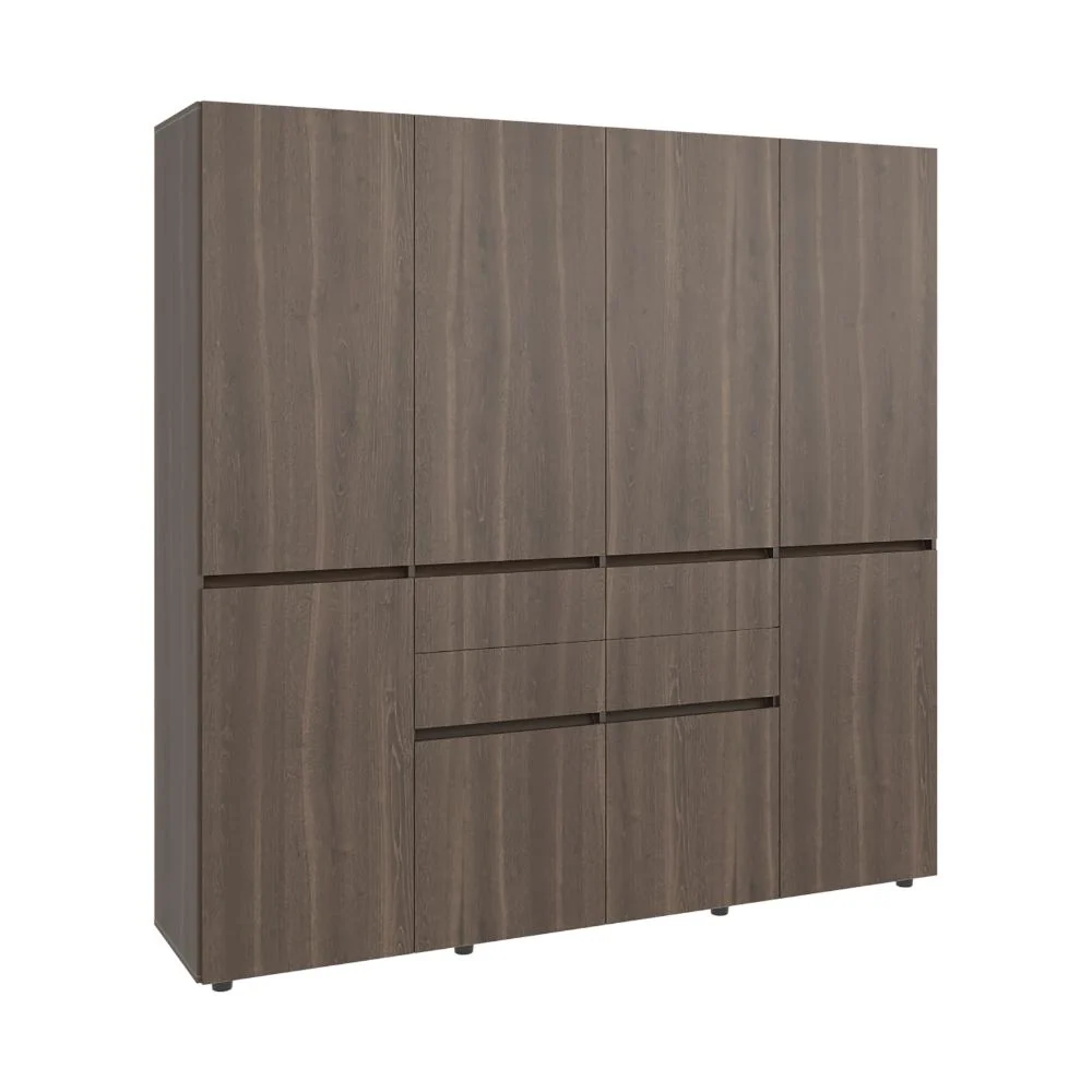 Closet Siruela 200, Milan y Wengue, Con Cuatro Cajones, Ocho Puertas y Gran Capacidad de Almacenamiento RTA Design