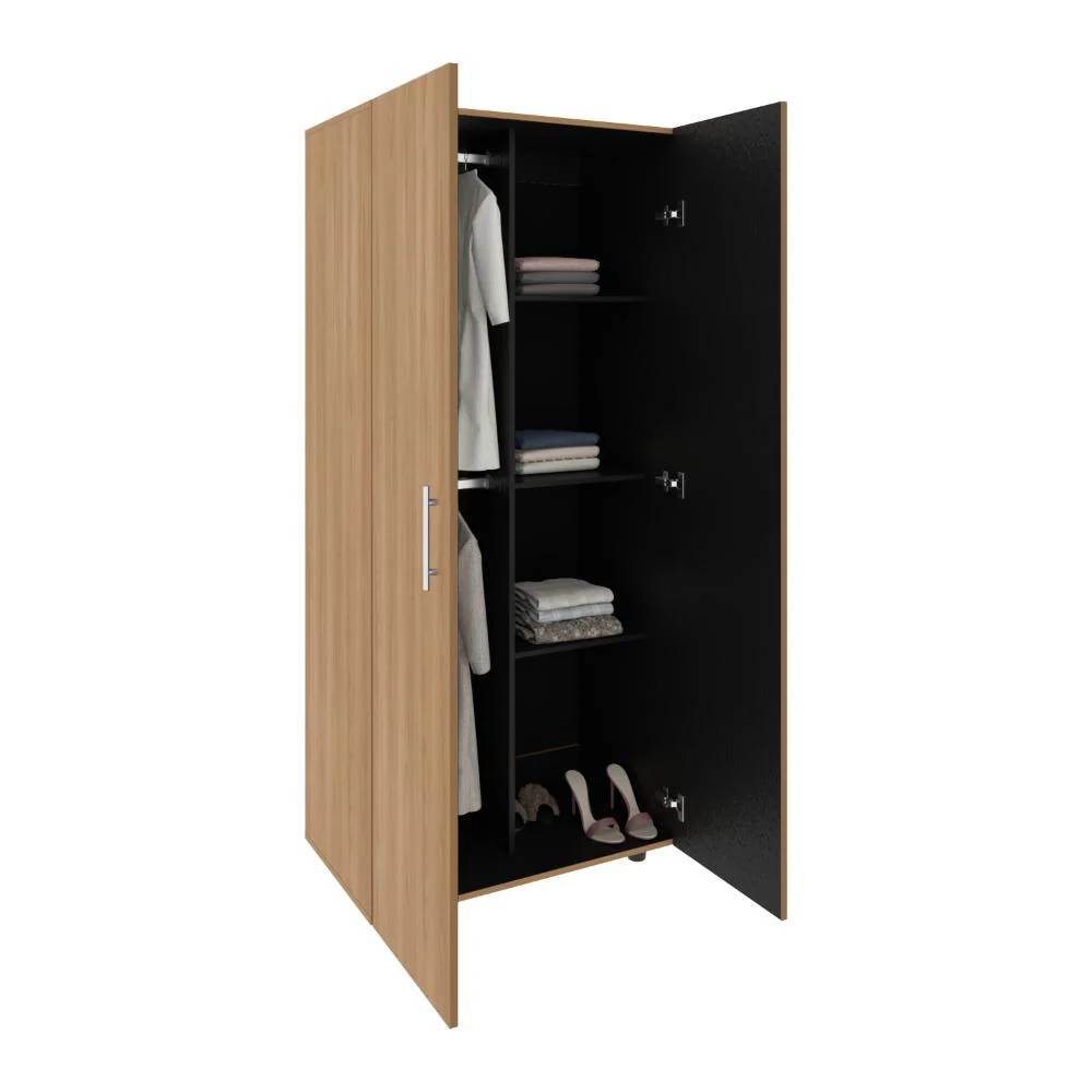 Closet Tera, Fresno Europeo y Wengue, Dos Puertas Abatibles y Dos Tubos Cromados RTA Design