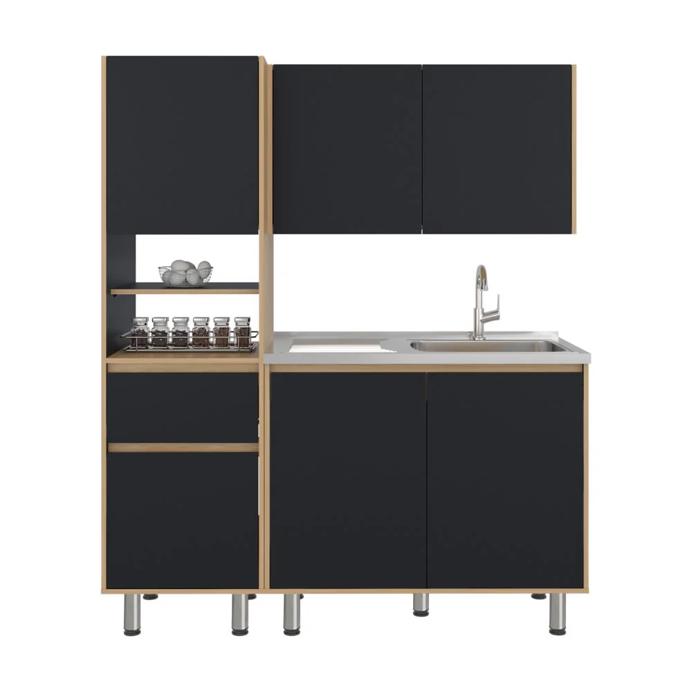 Cocina Integral y Alacena Dali, Fresno Europeo y Wengue, Incluye Mesón Socoda Derecho ZF RTA Design