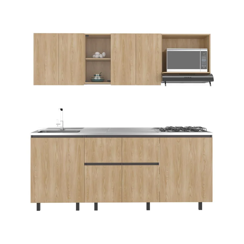 Cocina Integral Amantia, Fresno Europeo y Plata Oscuro, No Incluye Meson RTA Design
