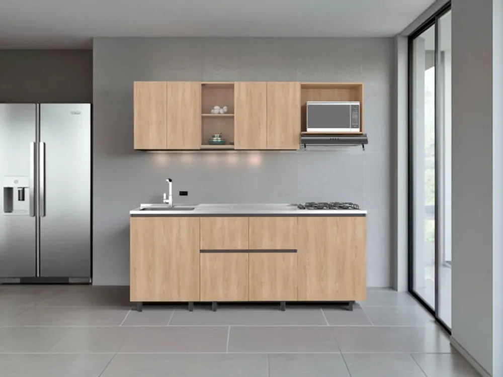 Cocina Integral Amantia, Fresno Europeo y Plata Oscuro, No Incluye Meson RTA Design