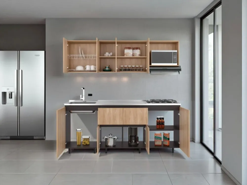 Cocina Integral Amantia, Fresno Europeo y Plata Oscuro, No Incluye Meson RTA Design