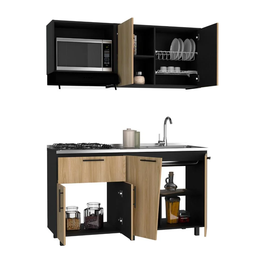 Cocina Integral Emilia, Wengue y Fresno Europeo, Incluye Meson Derecho RTA Design