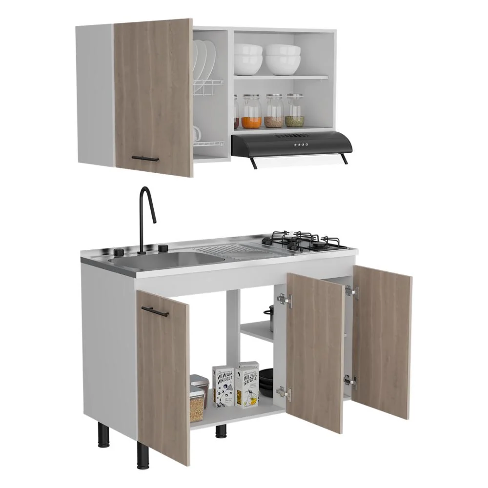 Cocina Integral Flas, Bardolino y Blanco Duqueza, Incluye Mesón Socoda Winner Izquierdo RTA Design