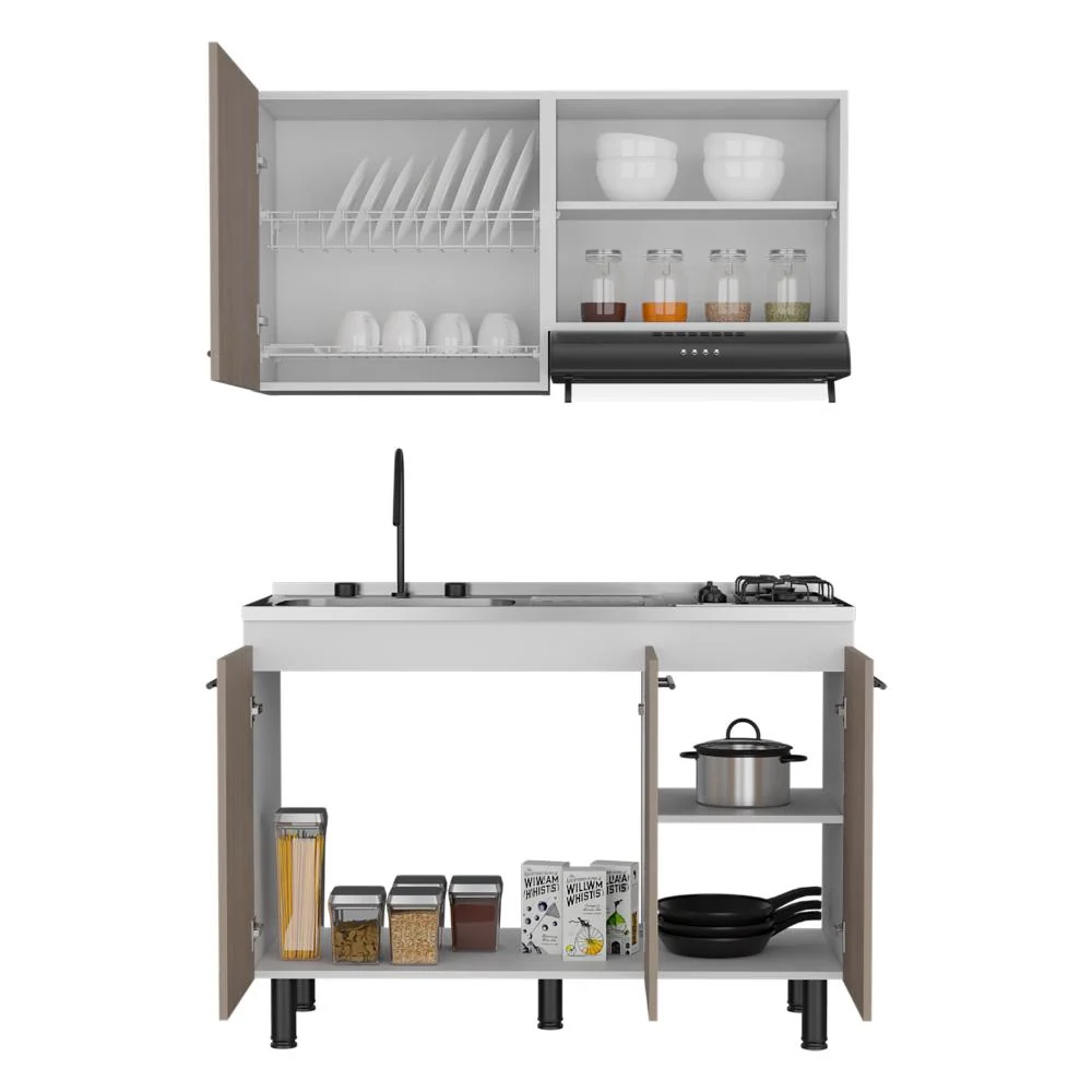 Cocina Integral Flas, Bardolino y Blanco Duqueza, Incluye Mesón Socoda Winner Izquierdo RTA Design