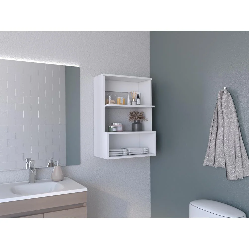 Gabinete Auxiliar Persin, Blanco Duqueza, con espacios para objetos decorativos RTA Design
