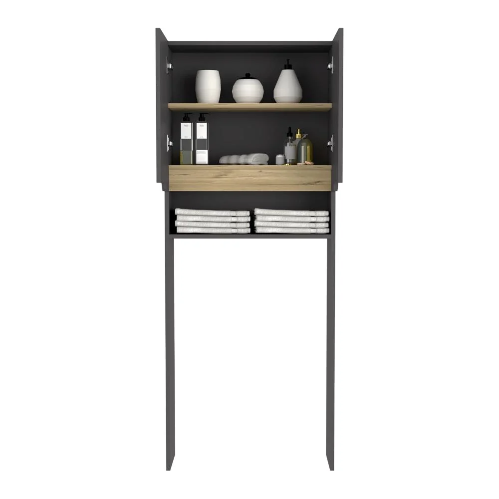 Gabinete de Baño Apolis Plata Oscuro y Café Claro, con Puertas con Apertura Sin Manijas y Dos Puertas RTA Design