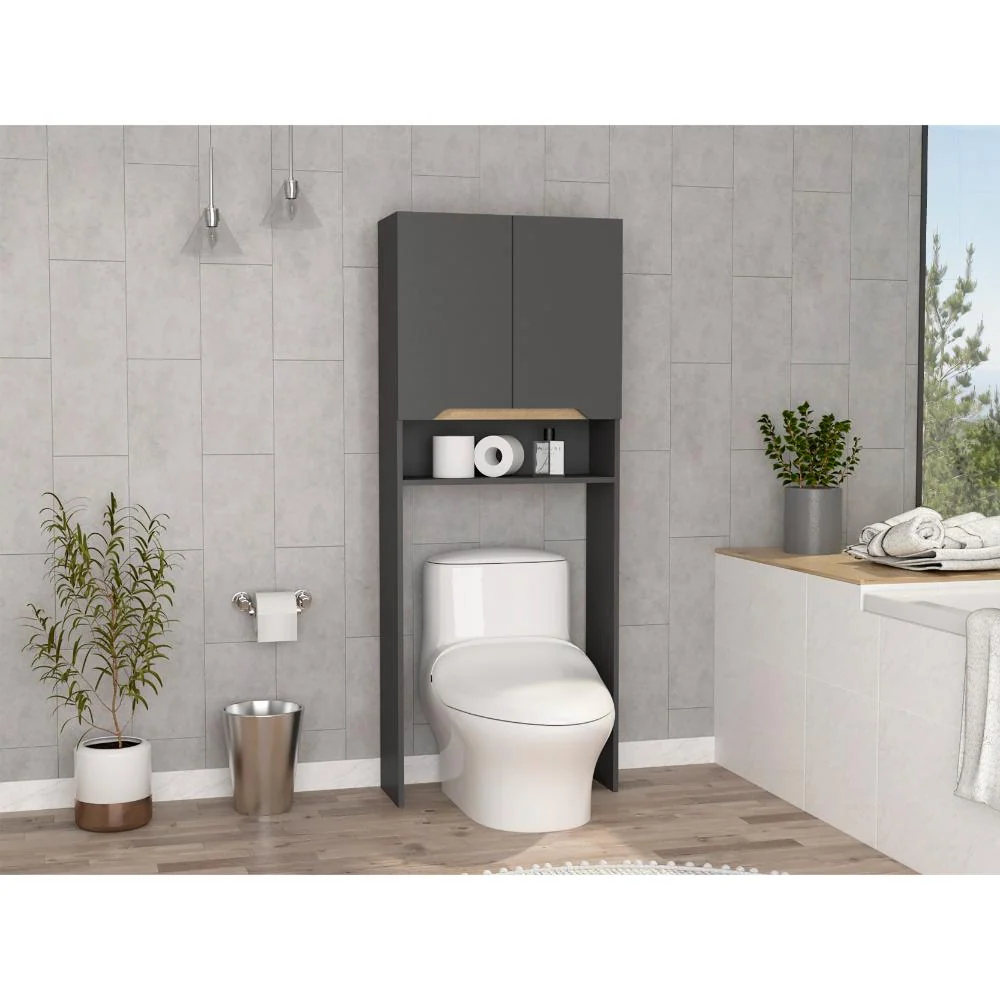 Gabinete de Baño Apolis Plata Oscuro y Café Claro, con Puertas con Apertura Sin Manijas y Dos Puertas RTA Design