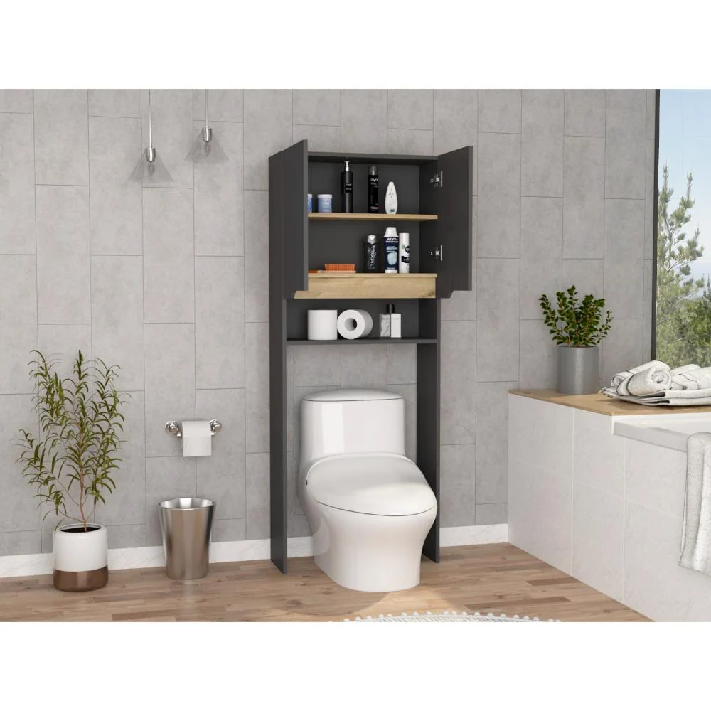 Gabinete de Baño Apolis Plata Oscuro y Café Claro, con Puertas con Apertura Sin Manijas y Dos Puertas RTA Design