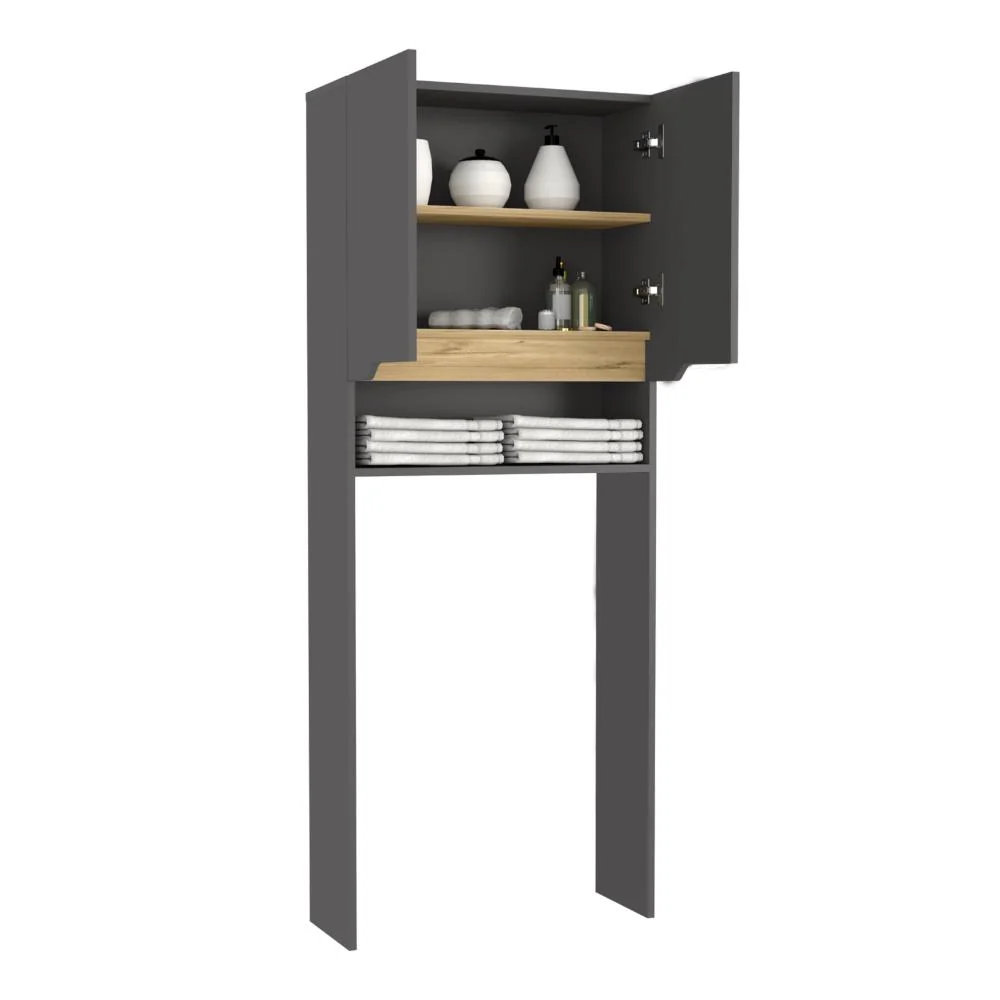 Gabinete de Baño Apolis Plata Oscuro y Café Claro, con Puertas con Apertura Sin Manijas y Dos Puertas RTA Design