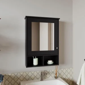 Gabinete de Baño Egeo, Wengue, con Puerta Espejo y Tres Entrepaños Para Ubicar Objetos ZF RTA Design