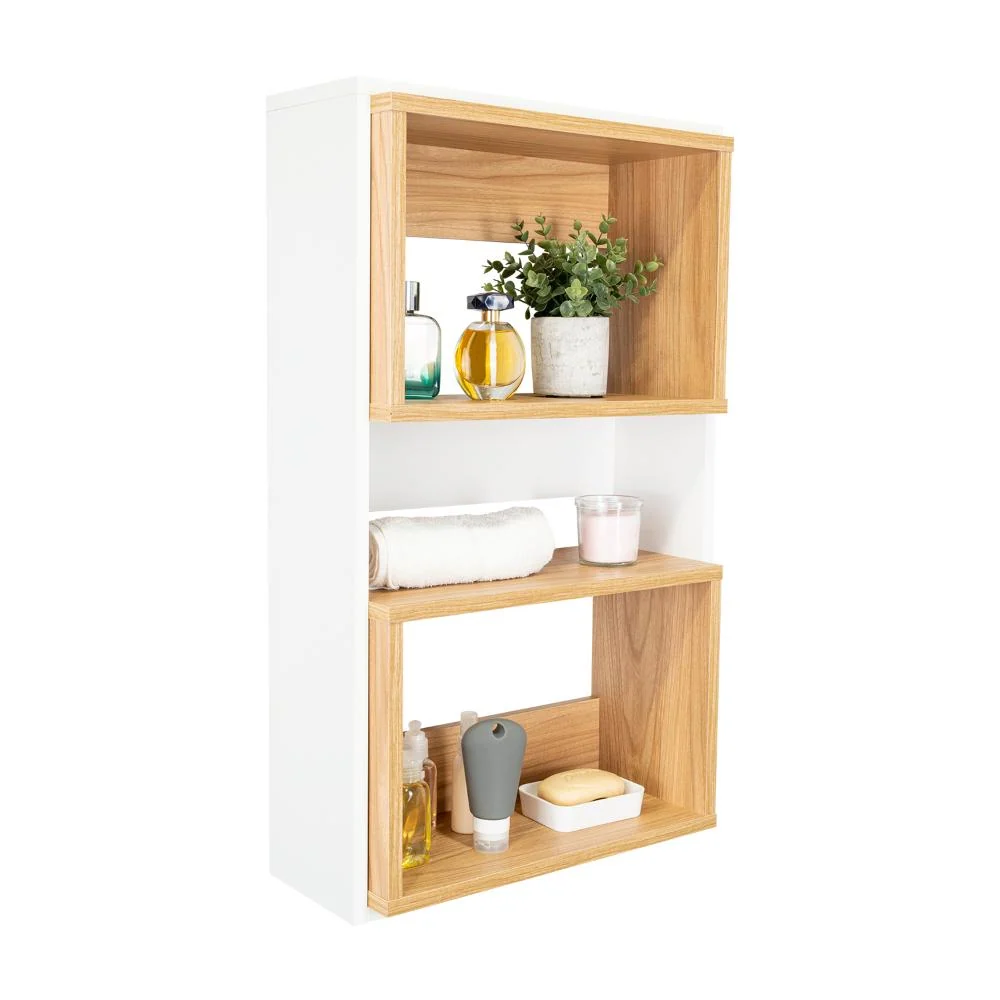 Gabinete de Baño Sensei Eco, Blanco Duqueza y Fresno Europeo, con superficies para ubicar objetos RTA Design