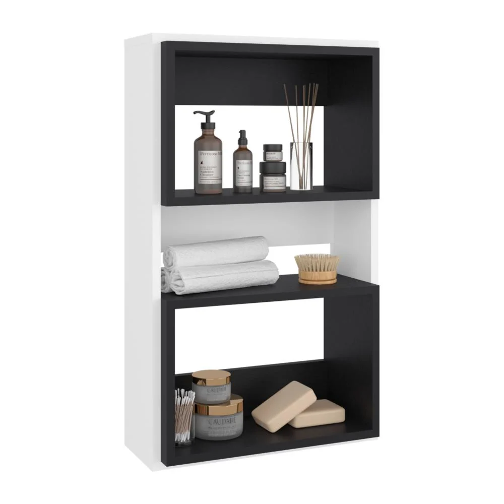 Gabinete de Baño Sensei Eco, Blanco Duqueza y Wengue, con superficies para ubicar objetos RTA Design