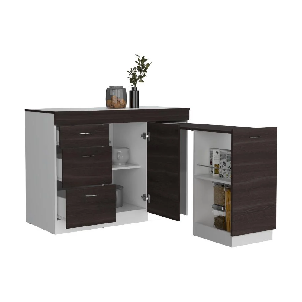 Gabinete Inferior de Cocina Amatista, Blanco y Milan, con Amplia Capacidad de Almacenamiento, no Incluye Mesón RTA Design