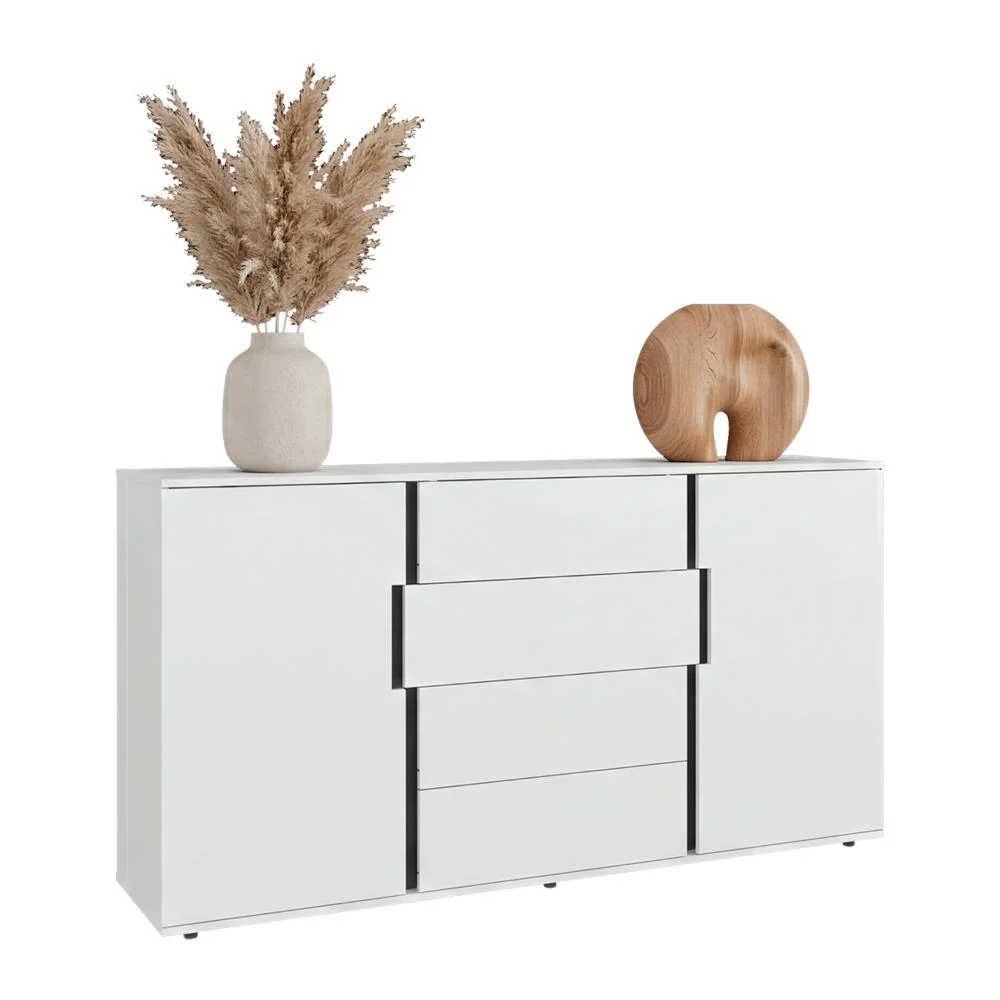 Mesa Auxiliar Recibidor Bisbee, Blanco Duqueza y Plomo, Con amplio espacio y Diseño moderno RTA Design