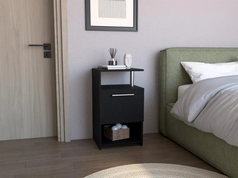 Mesa de Noche Alta Jena, Wengue, con cajon para guardar objetos RTA Design