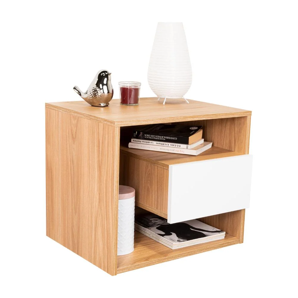 Mesa de Noche Budi, Fresno Europeo y Blancco Duqueza RTA Design