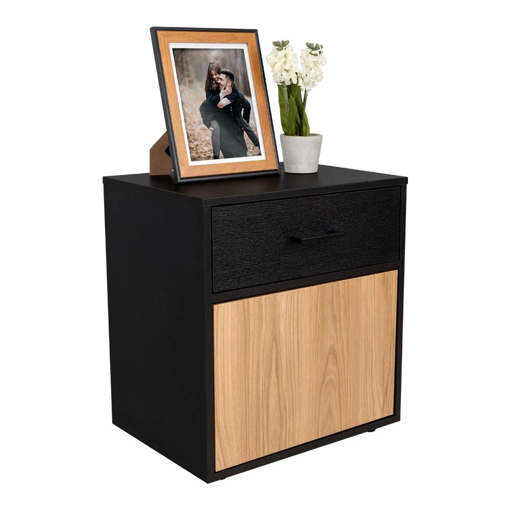 Mesa de Noche Grays, Wengue y Fresno Europeo, con una puerta y cajón RTA Design