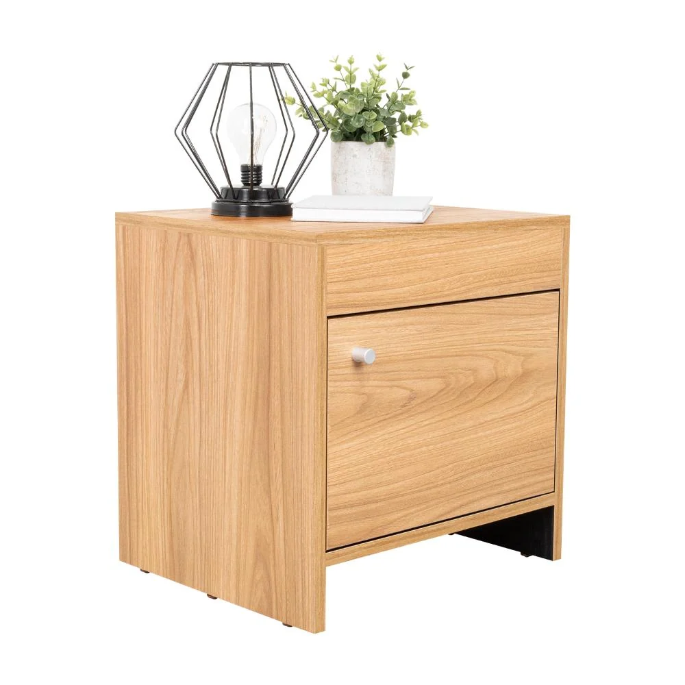 Mesa de Noche Tutto, Fresno Europeo y Wengue, Con Cajón Para Guardar Objetos Ideal Para Espacios Reducidos RTA Design