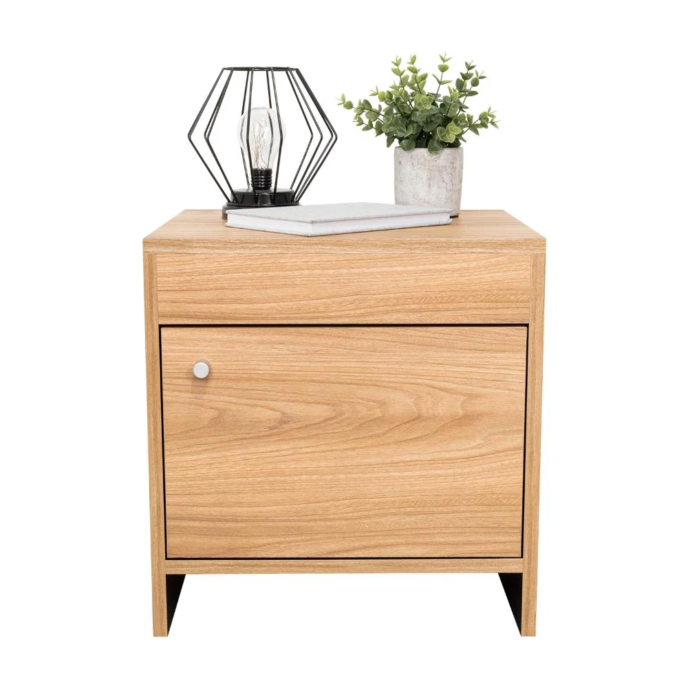Mesa de Noche Tutto, Fresno Europeo y Wengue, Con Cajón Para Guardar Objetos Ideal Para Espacios Reducidos RTA Design