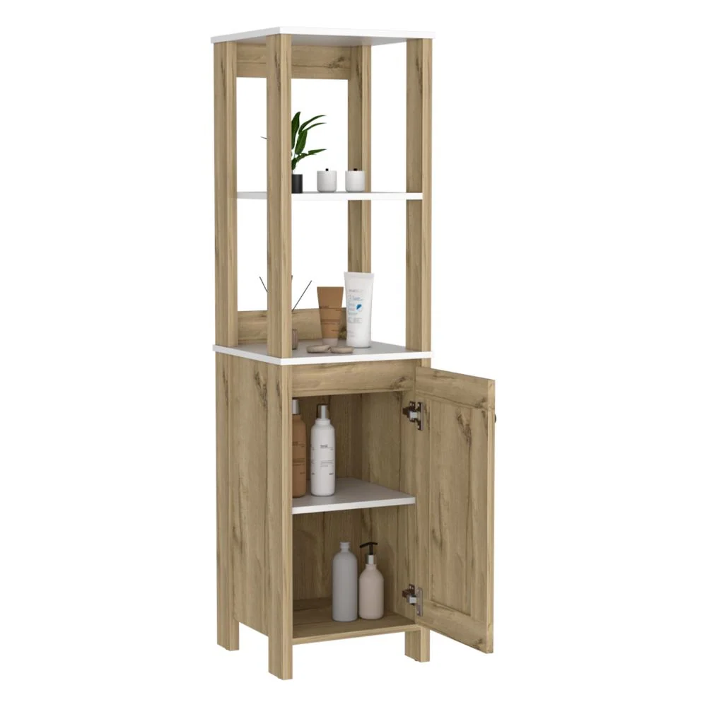 Mueble Auxiliar de Baño Aqua, Blanco Duqueza y Café Claro, con amplio espacio de almacenamiento RTA Design