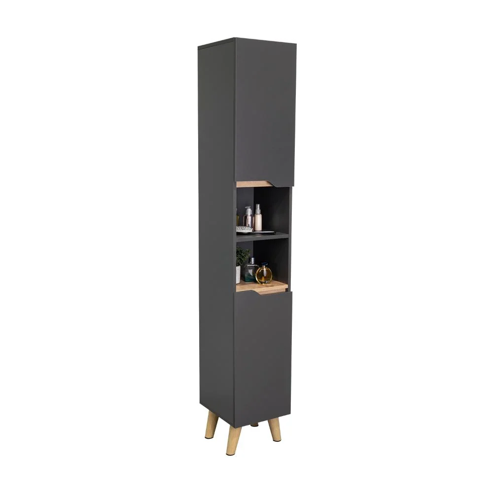 Mueble Auxiliar para Baño Apolis, Plata Oscuro y Café claro, con un diseño minimalista y es de facil instalación RTA Design