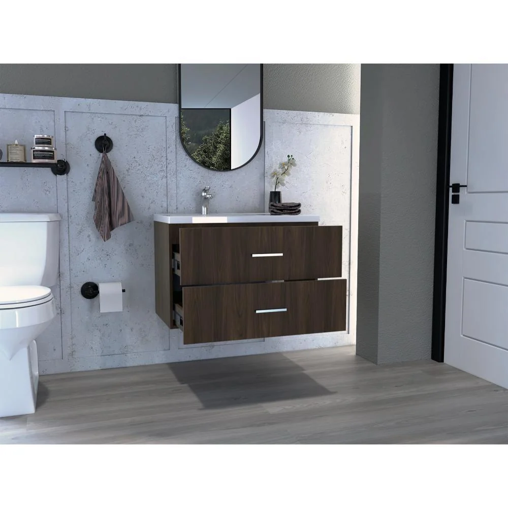 Mueble para Lavamanos Allus, Nogal Europeo, con un cajon y amplios espacio de almacenamiento RTA Design