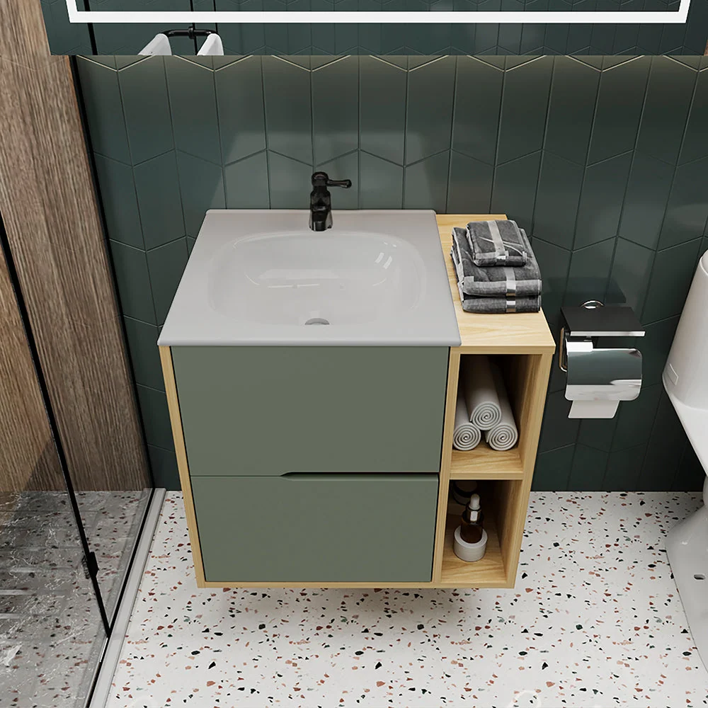 Mueble Para Lavamanos Camen, Agave y Fresno Europeo, Incluye Lavamanos Corona en Porcelana Sanitaria RTA Design